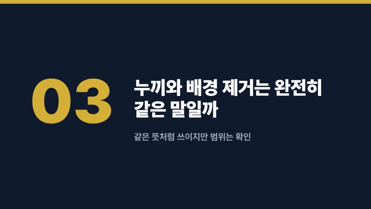 누끼와 배경 제거는 완전히 같은 말일까 — 같은 뜻처럼 쓰이지만 범위는 확인