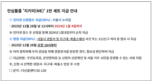 지키미(ME) 1만 세트 지급 안내 내용