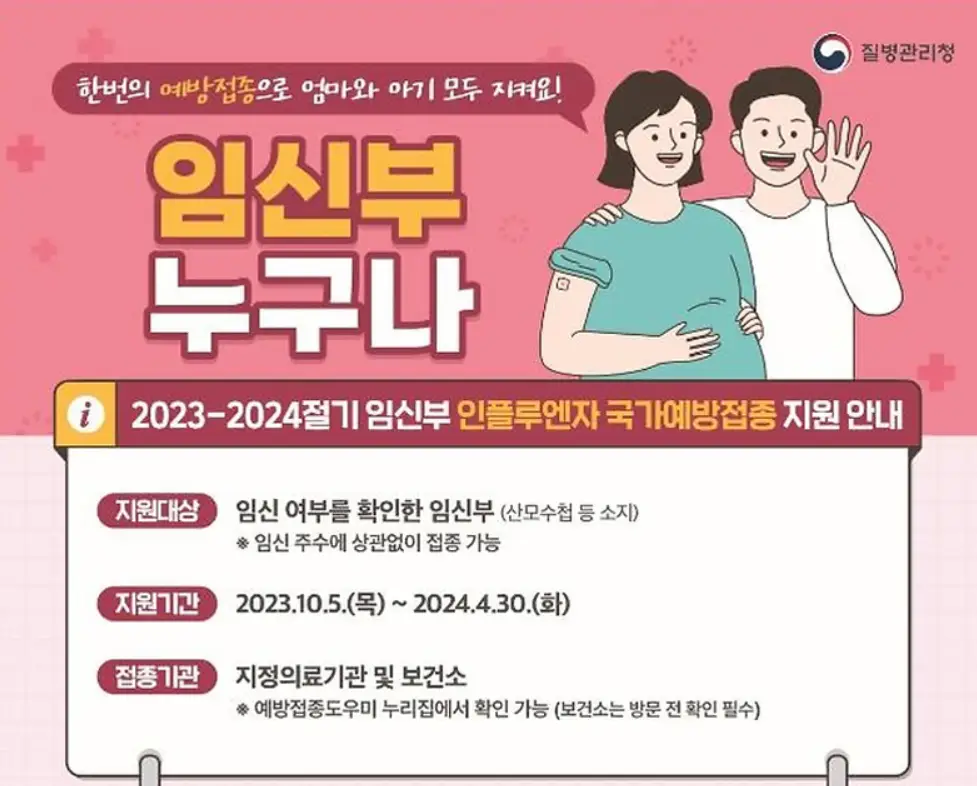 인플루엔자 예방 접종 안내 사진