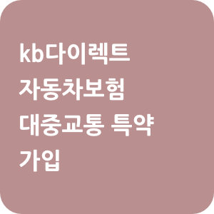 kb다이렉트 자동차보험 대중교통 특약 가입