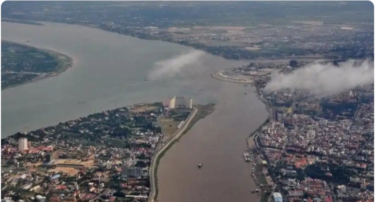 메콩강을하늘에서찍은전경사진