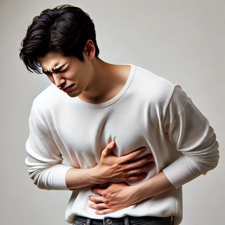 역류성 식도염으로 속이 쓰려하고 있는 사진