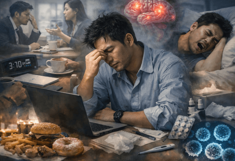잠이 부족해 괴로워하는 남자