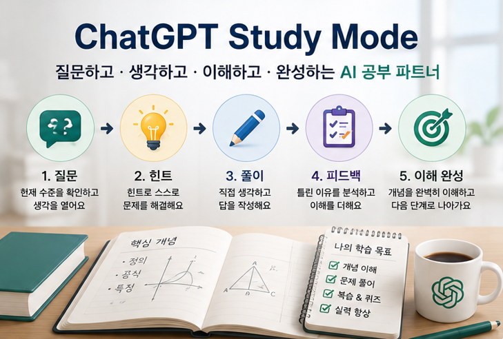 ChatGPT 공부 모드(Study Mode) 사용법|AI로 문제풀이·시험공부하는 방법