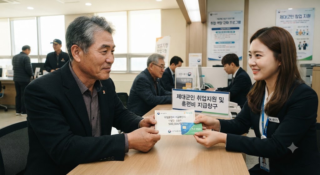 국가보훈대상자가 취업지원비 지급받는 모습