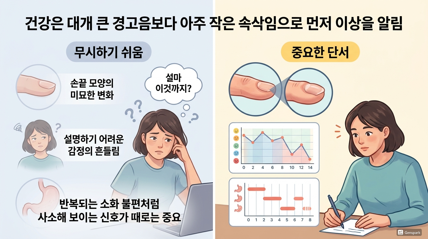 건강은 대개 큰 경고음보다 아주 작은 속삭임으로 먼저 이상을 알림