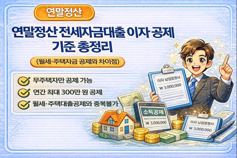 연말정산 전세자금대출 이자 공제 기준 총정리(월세&middot;주택자금 공제와 차이점)