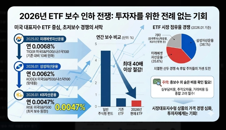 저비용 ETF 순위 [2026년] 총보수 vs 실부담비용 차이 및 추천 포트폴리오