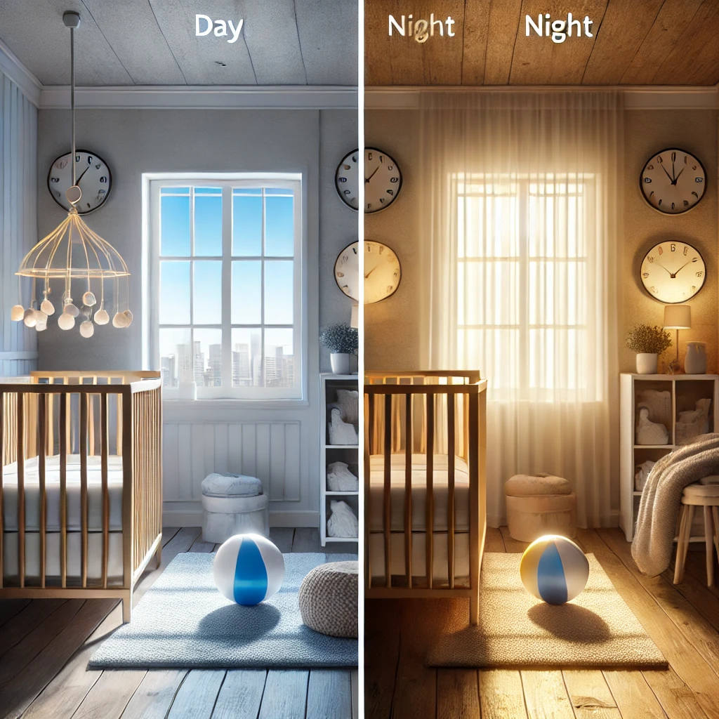 신생아 수면 교육을 위한 낮과 밤 환경 조성 비교