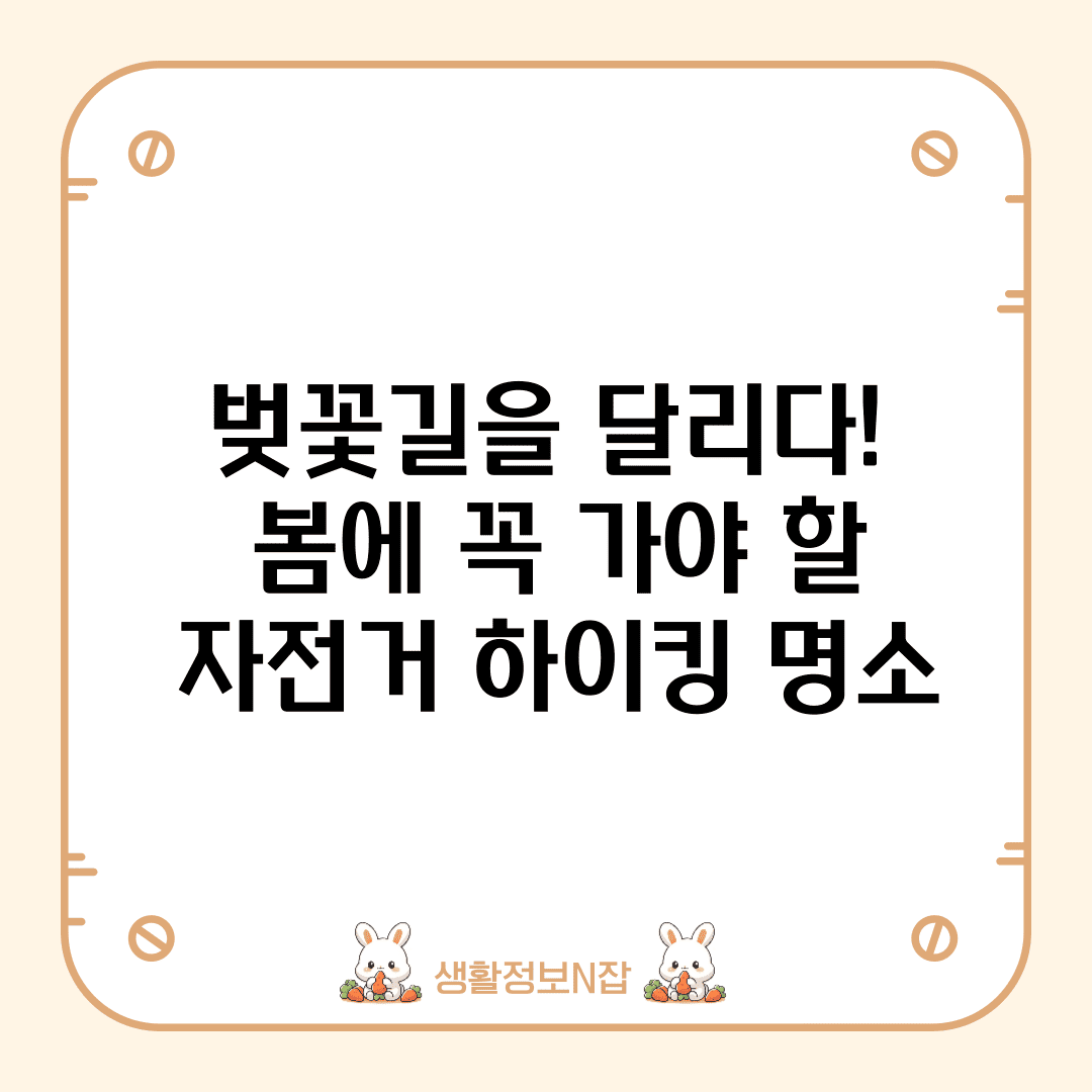 벚꽃길을 달리다! 봄에 꼭 가야 할 자전거 하이킹 명소