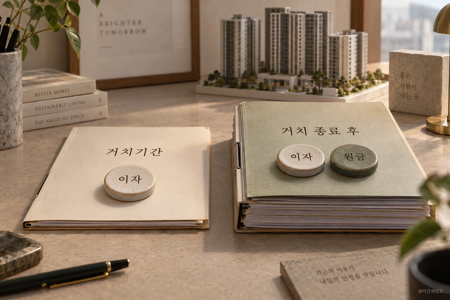 거치기간의 이자와 거치 종료 후 원금·이자를 구분한 편집 이미지