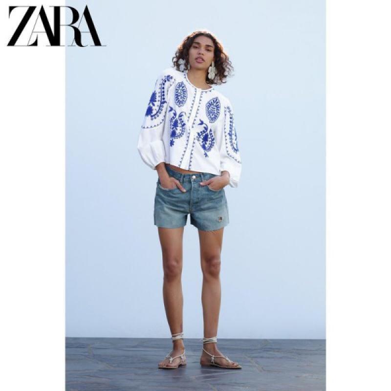ZARA 자라블라우스 퍼프소매 에스닉 자수블라우스