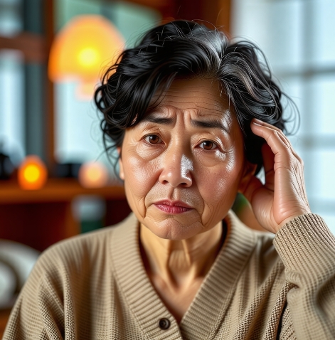 이명으로 머리 아픈 할머니