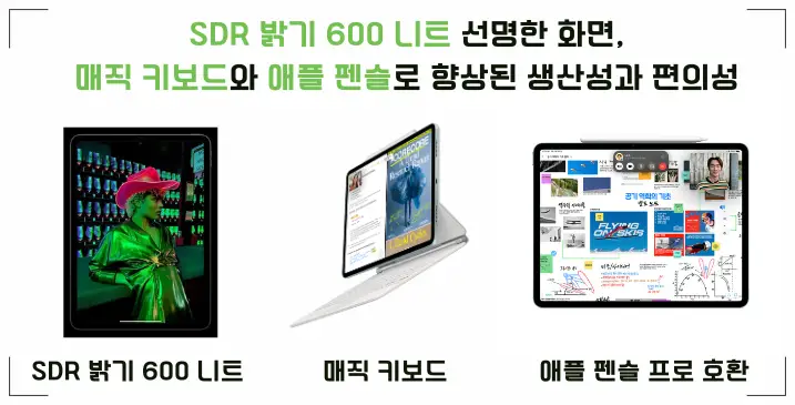 아이패드-에어-6세대-600니트-밝기-매직키보드-애플펜슬-호환-장점-설명-이미지