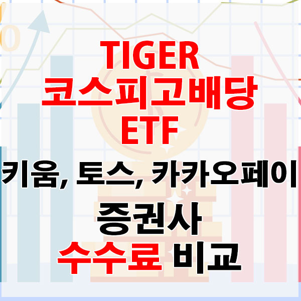 TIGER 코스피고배당 ETF, 온라인 전용 증권사 키움증권 vs 토스증권 vs 카카오페이증권 수수료 비교
