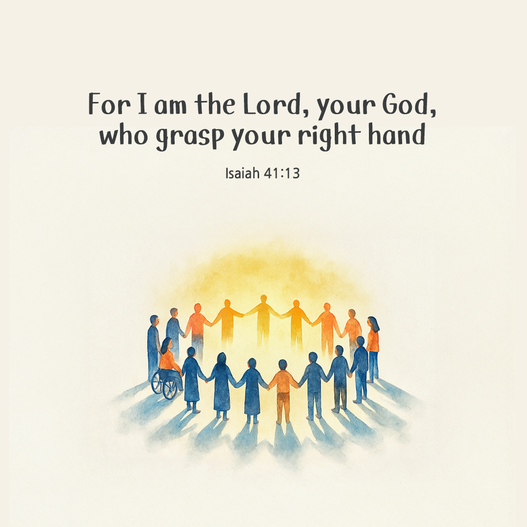 For I am the Lord, your God, who grasp your right hand. (Isaiah 41:13) by pieonane Daily Bible quote image