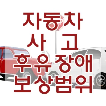 자동차 사고-
흰바탕 두 자동차가 부딪치는 이미지 위 빨간글씨 자동차 사고 후유장애 보상범위
