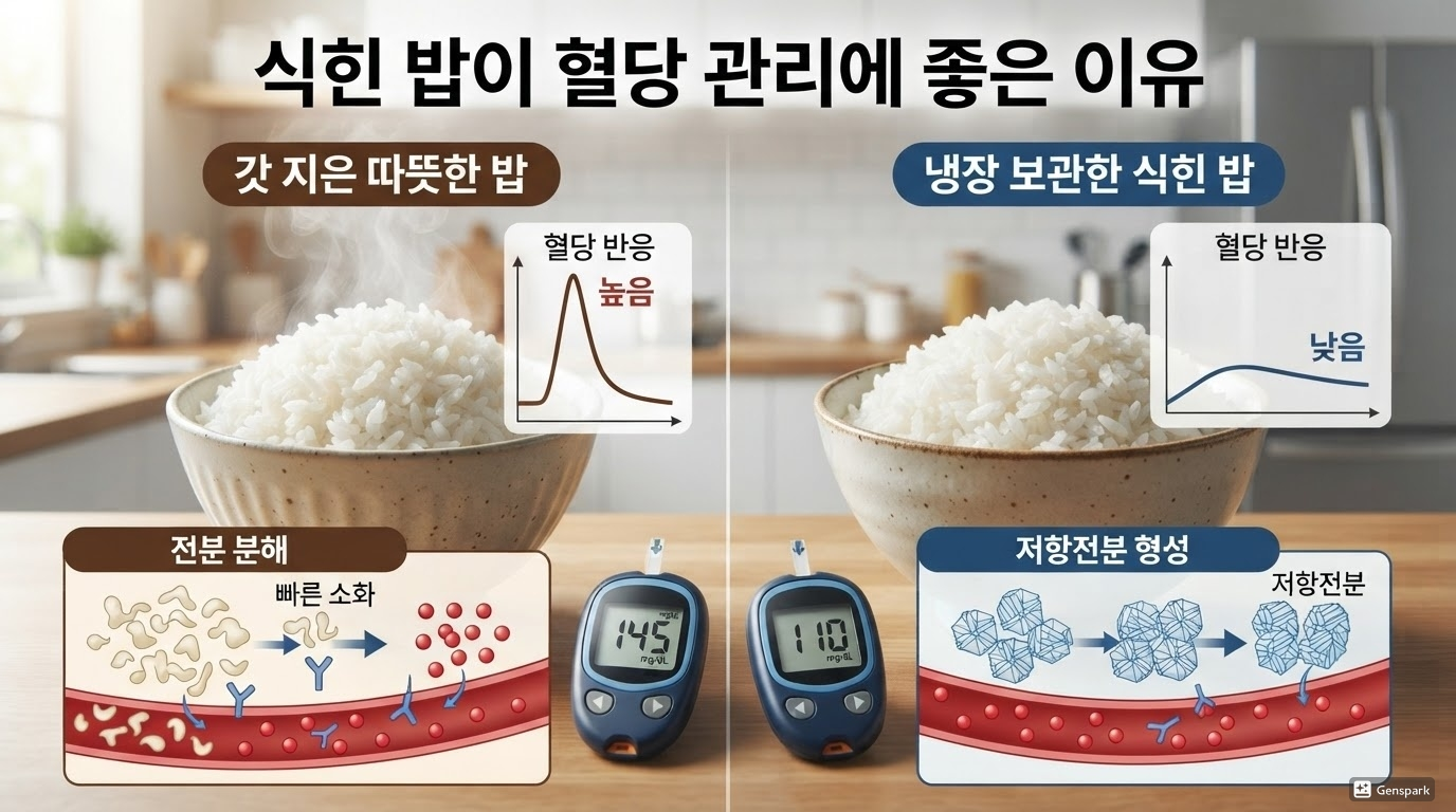 식힌 밥이 혈당 관리에 좋은 이유