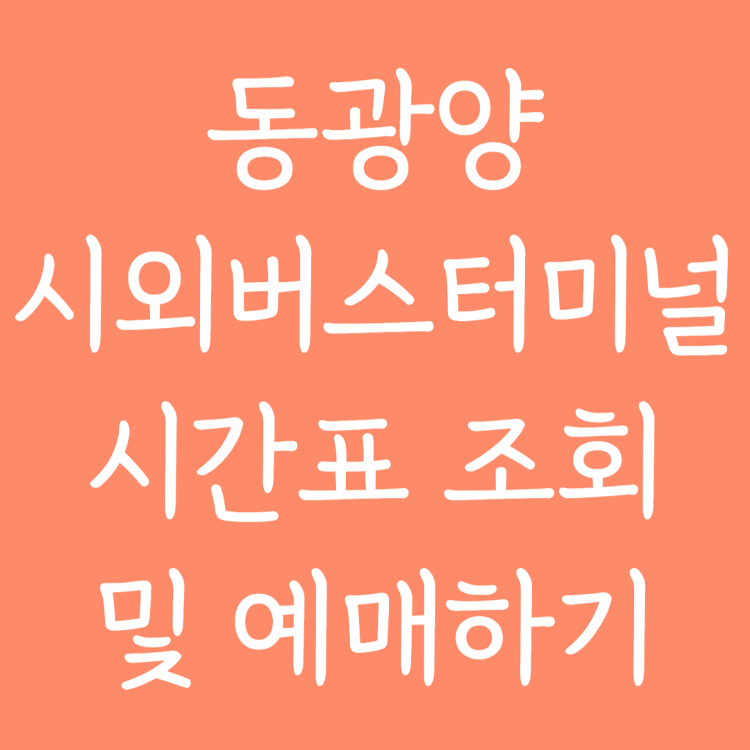 동광양 시외버스터미널 시간표 조회 및 예매하기