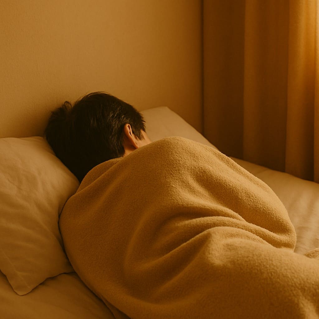 대상포진 치료를 위해 쉬는 사람 이미지