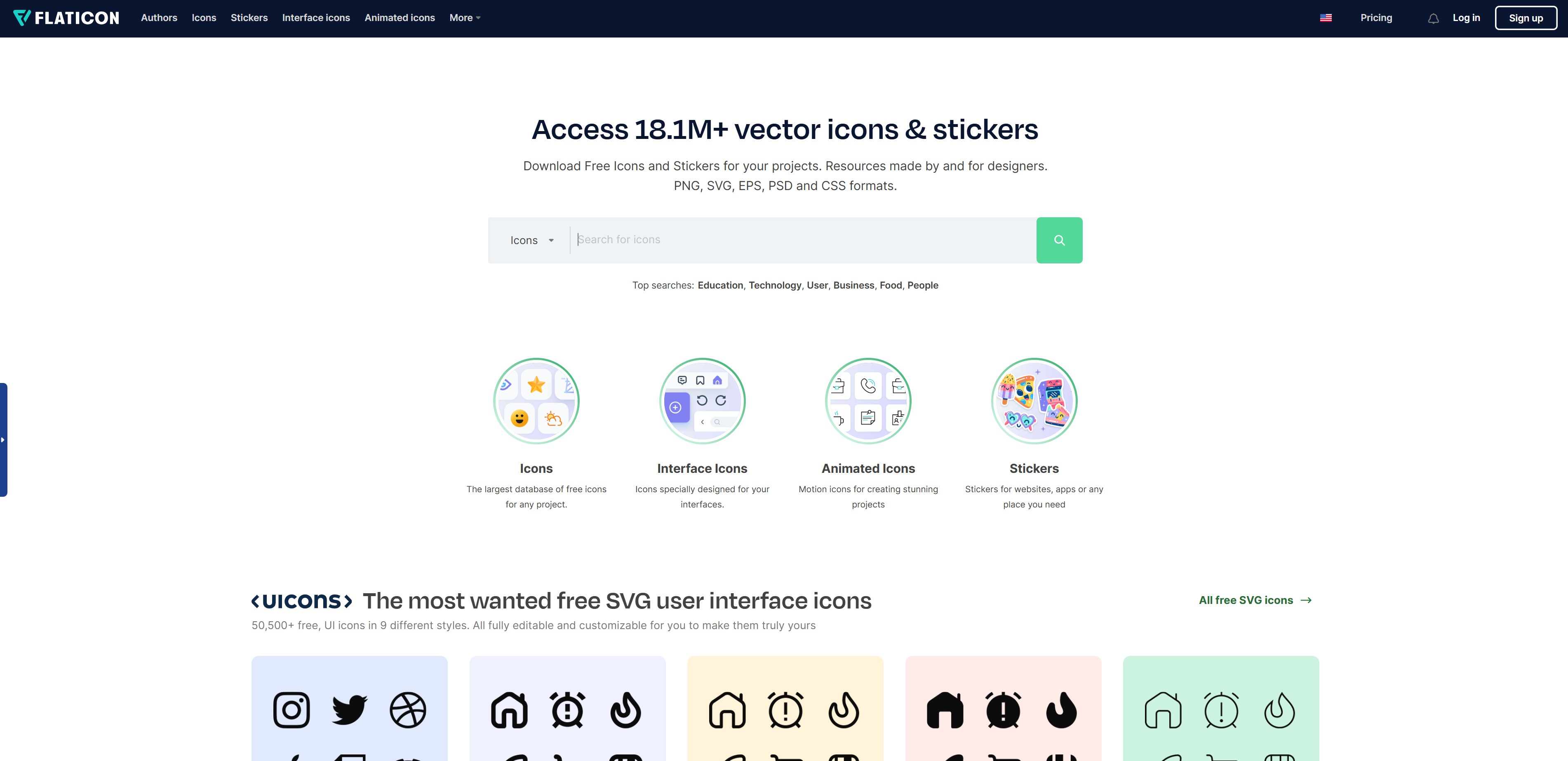6. Flaticon - アイコン専門フリー画像サイト サイト