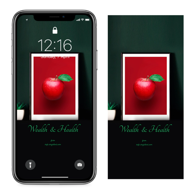 14 사과그림액자 C - Wealth and Health 돈들어오는배경화면