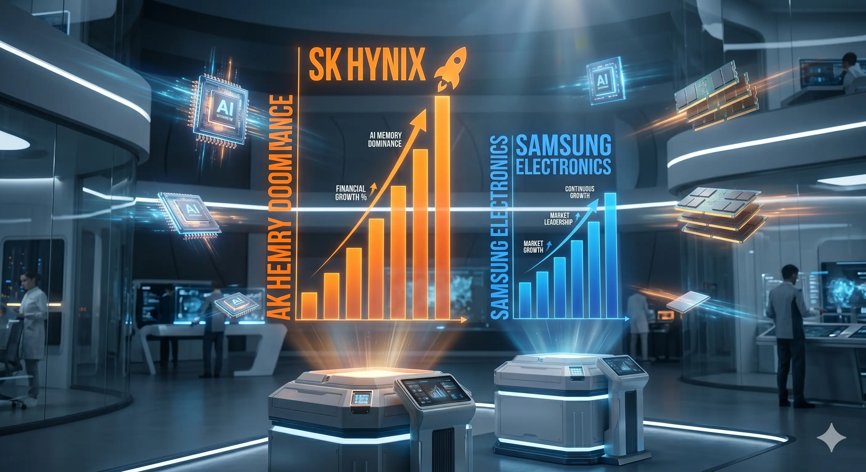 SK하이닉스와 삼성전자의 2025년 영업이익 및 순이익 비교 시각화 이미지