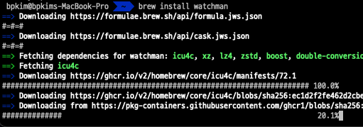 brew install watchman 와치맨 설치