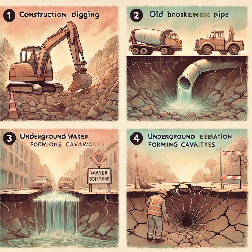 싱크홀 사고 원인과 위험지역 지도 관련 사진