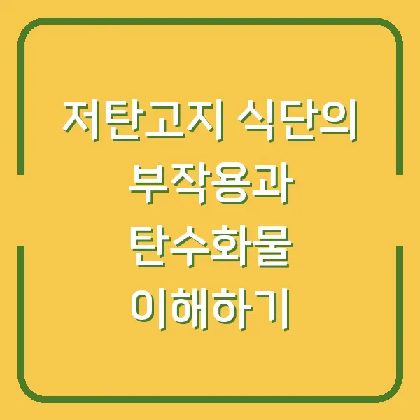 저탄고지 식단의 부작용과 탄수화물 이해하기