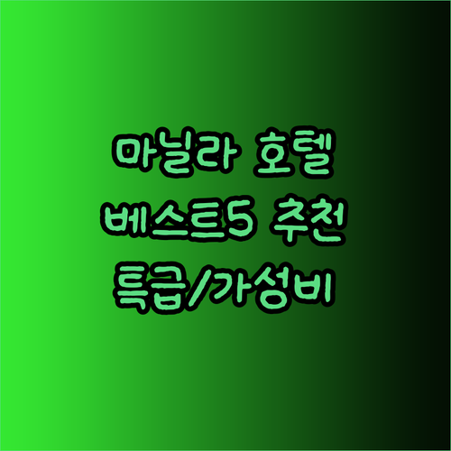 마닐라 호텔 추천 베스트 5 특급 호