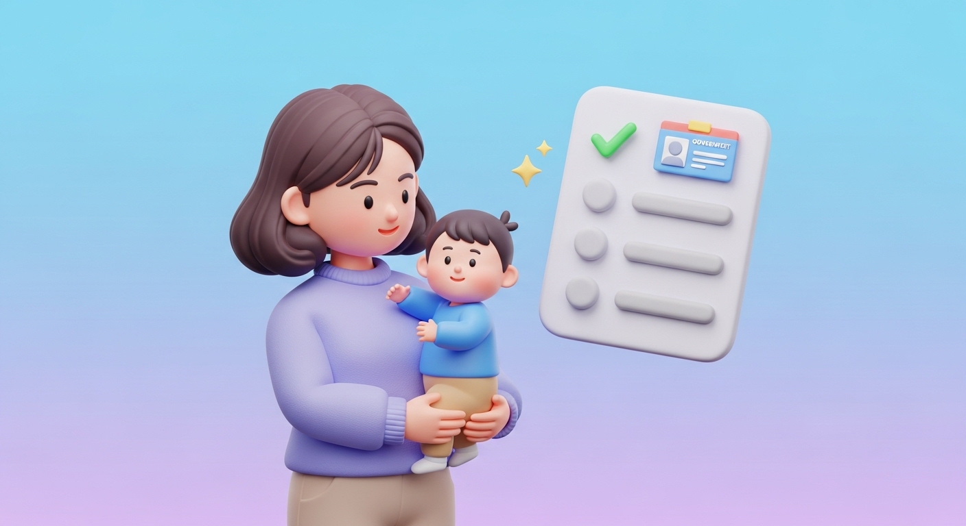 의료급여 임신 출산 진료비 지원 대상인 엄마와 아이 3D 이미지