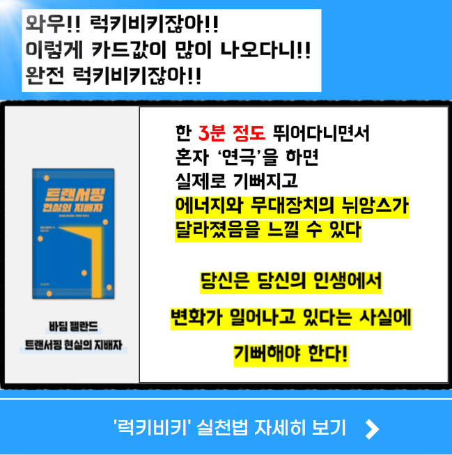 트랜서핑 실천방법 럭키비키 안내 이미지