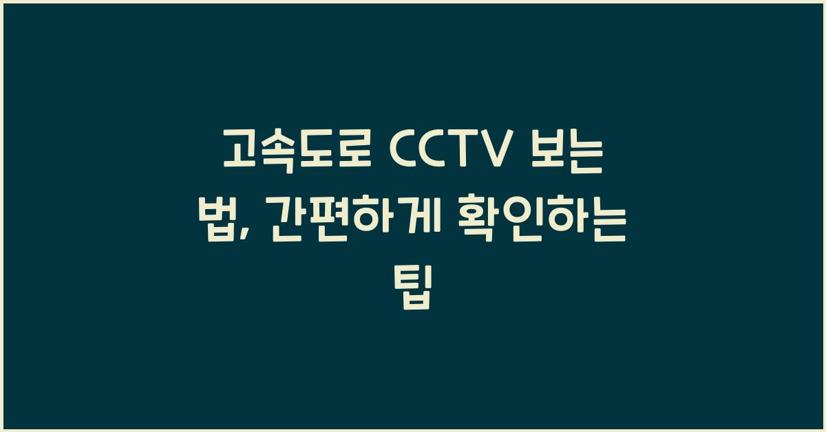 고속도로 cctv 보는 법