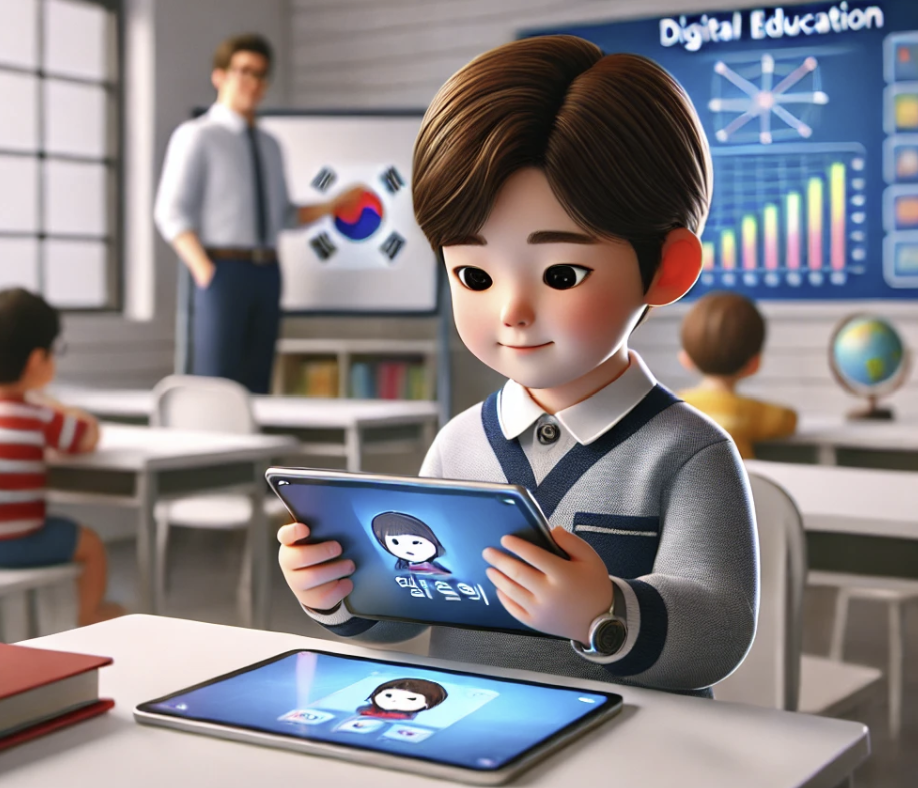 교실에서 태블릿을 사용하는 어린이