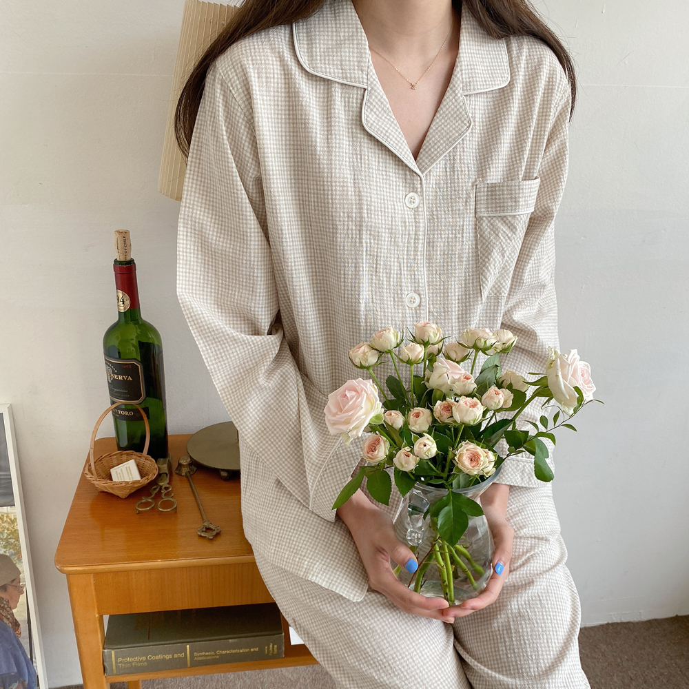 감성 체크 커플잠옷 가을잠옷 빅사이즈 파자마 세트