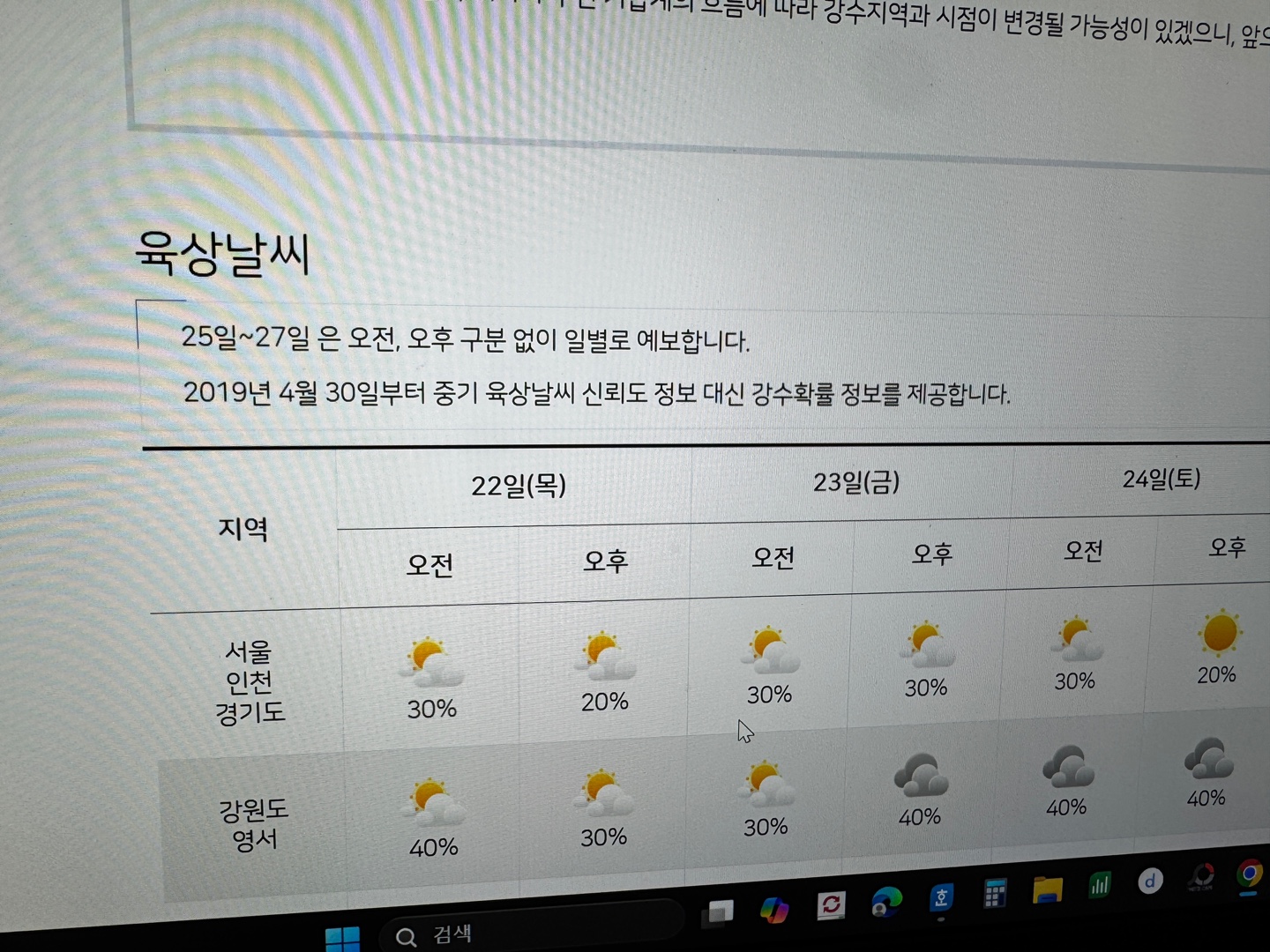 날씨누리 홈페이지 육상 날씨 예보
