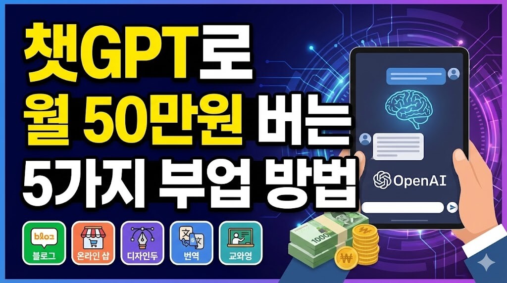 챗GPT로 월 50만원 버는 5가지 부업 방법