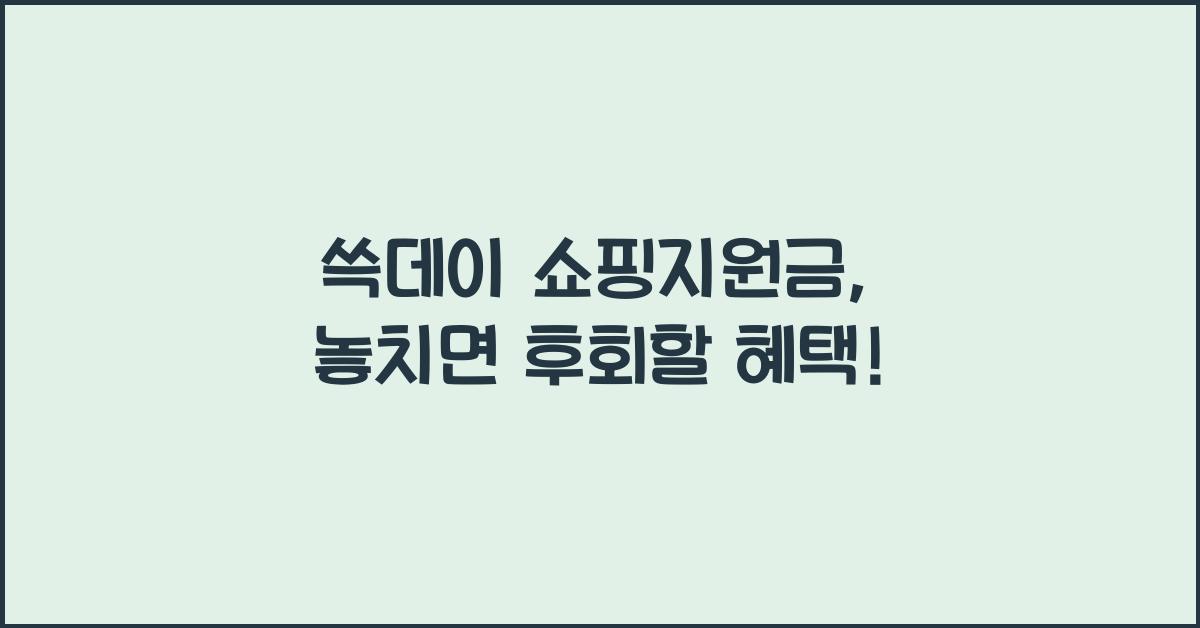 쓱데이 쇼핑지원금