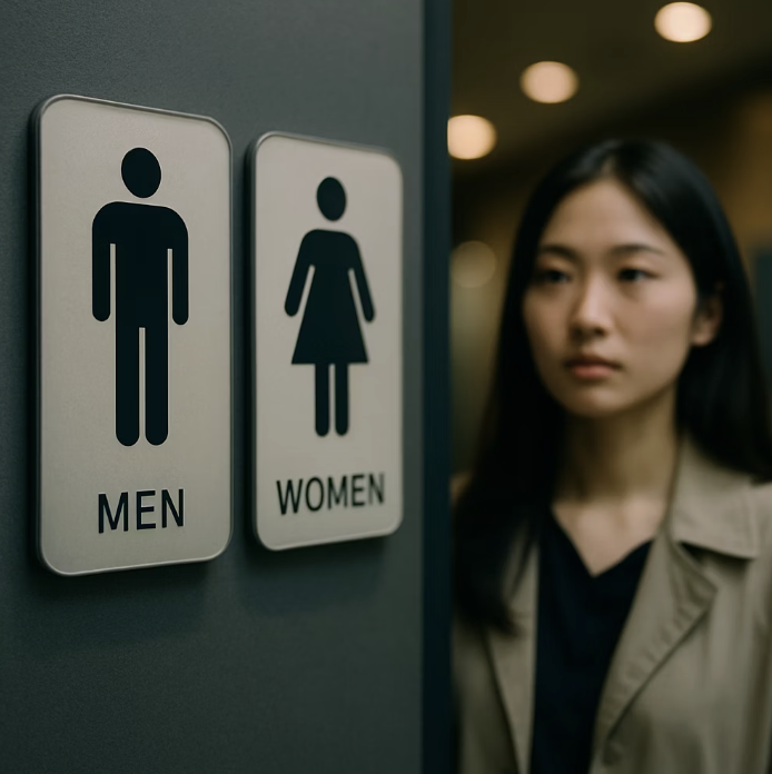 마침내 화장실 문 앞으로