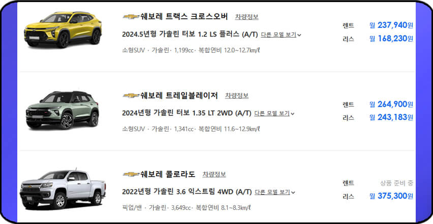 신차 장기렌터카 가격비교 및 장기렌트카 가격표 - 다나와자동차