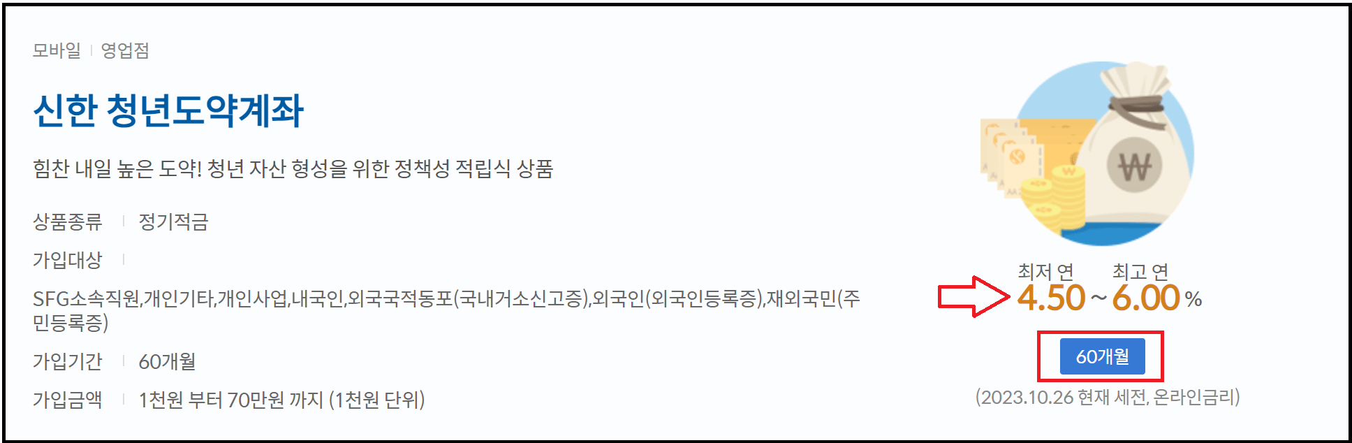 신한 청년도약계좌 대상자 소득, 지원금 만기 이자 ,중복 상품