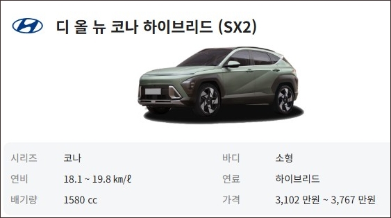 코나 하이브리드 가격