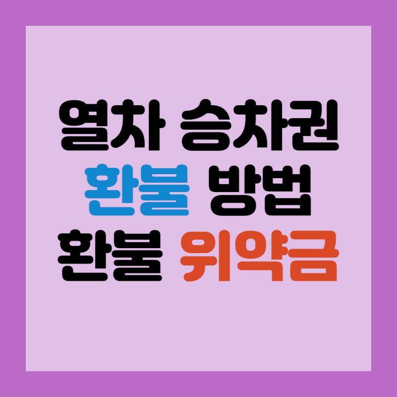 열차 승차권 환불 방법 및 환불 위약금
