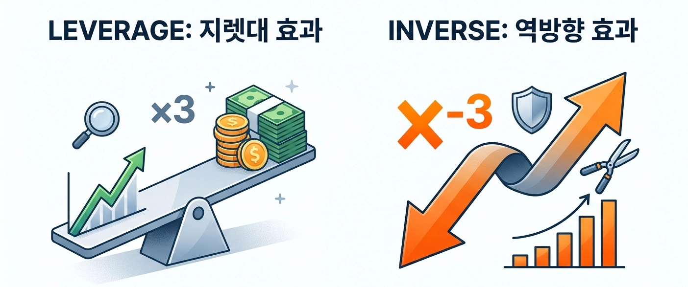 레버리지와 인버스 ETF의 원리와 나스닥 100 지수 추종 상품 비교