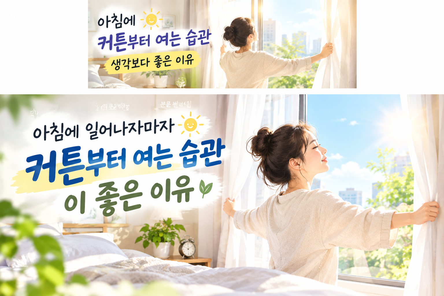 아침에 일어나자 마자 커튼부터 열어요
