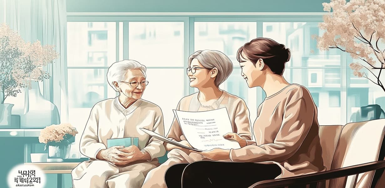 한국 시민이 임대 주택에서 계약서에 서명하며 주거급여 지원을 받는 모습