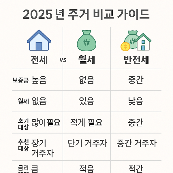 전세 vs 월세 vs 반전세, 어떤 게 나에게 유리할까? 실속 있는 주거 선택 가이드