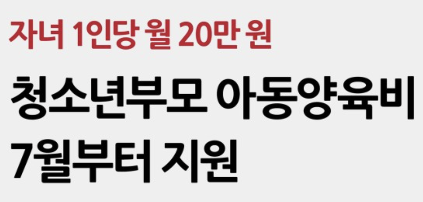 청소년부모 아동양육비 지원