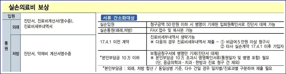 실손의료비 보상, 서류간소화 안내